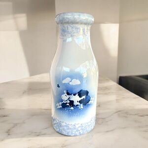 Country Farmhouse Home Decor Ceramic Milk Bottle with Cow